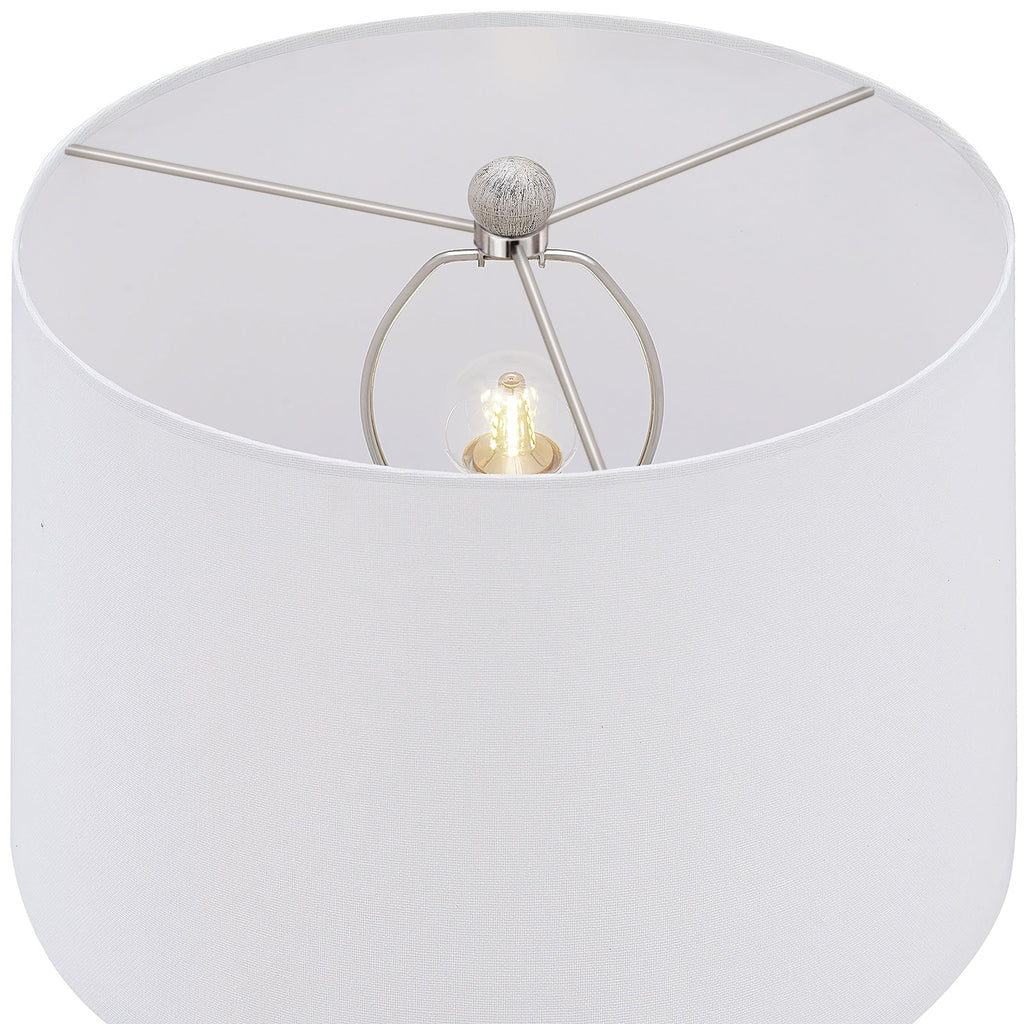 24.5-inch Washed Beige/Gold Farmhouse Table Lamp with White Linen Shade (Set of 2) - 24.5 H