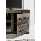 Meuble TV Derekson avec cheminée - Gris multi