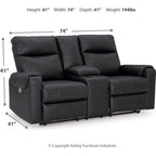 Causeuse inclinable électrique Axtellton avec console - Carbone