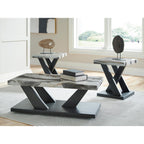 Lot de 3 tables Cendill - Marron foncé/blanc/noir