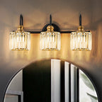 3/4-Light Modern Glam Linear Dimmable Crystal Bathroom Vanity Lights Over Mirror