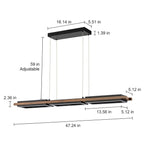 3/5-Light Integrated LED Linear Wood Chandelier Kitchen Island Pendant Light