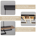 3/5-Light Integrated LED Linear Wood Chandelier Kitchen Island Pendant Light