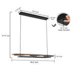 3/5-Light Integrated LED Linear Wood Chandelier Kitchen Island Pendant Light