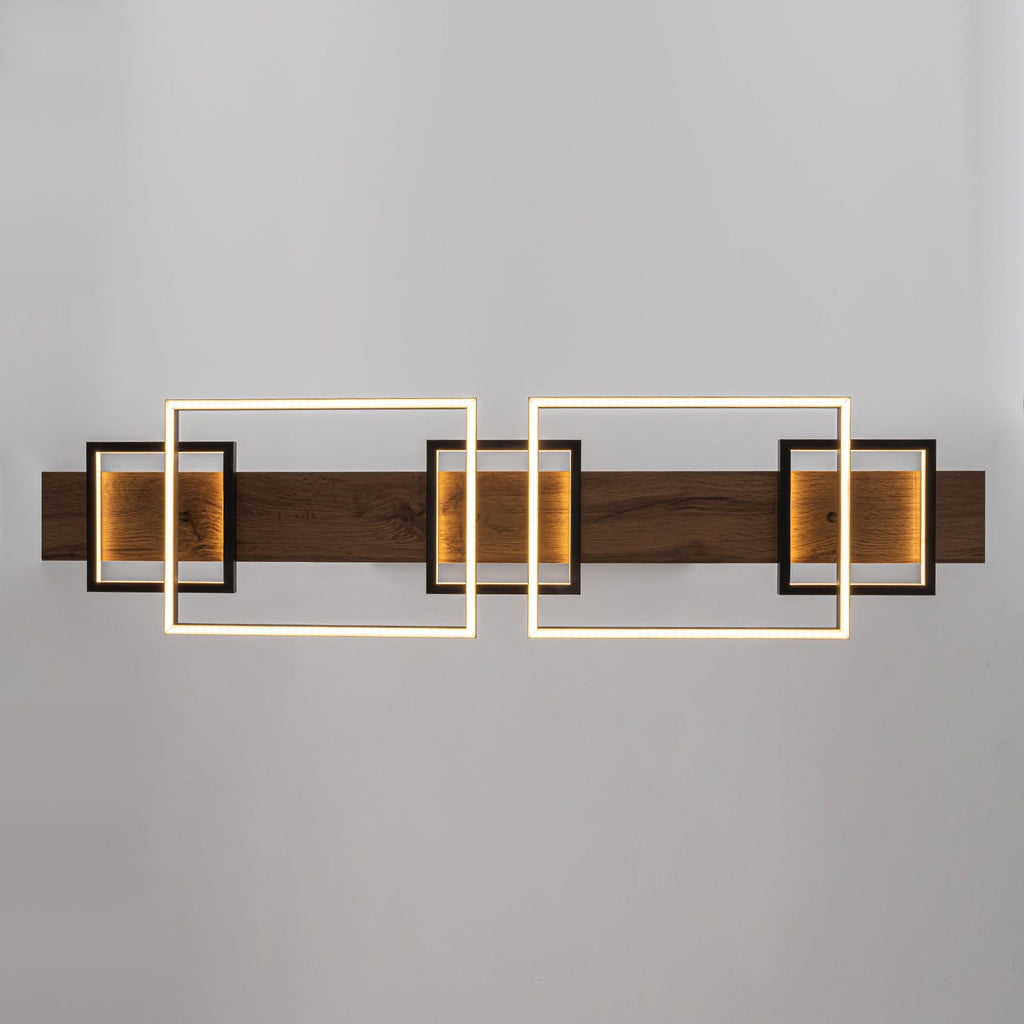 3/5-Light Integrated LED Linear Wood Chandelier Kitchen Island Pendant Light