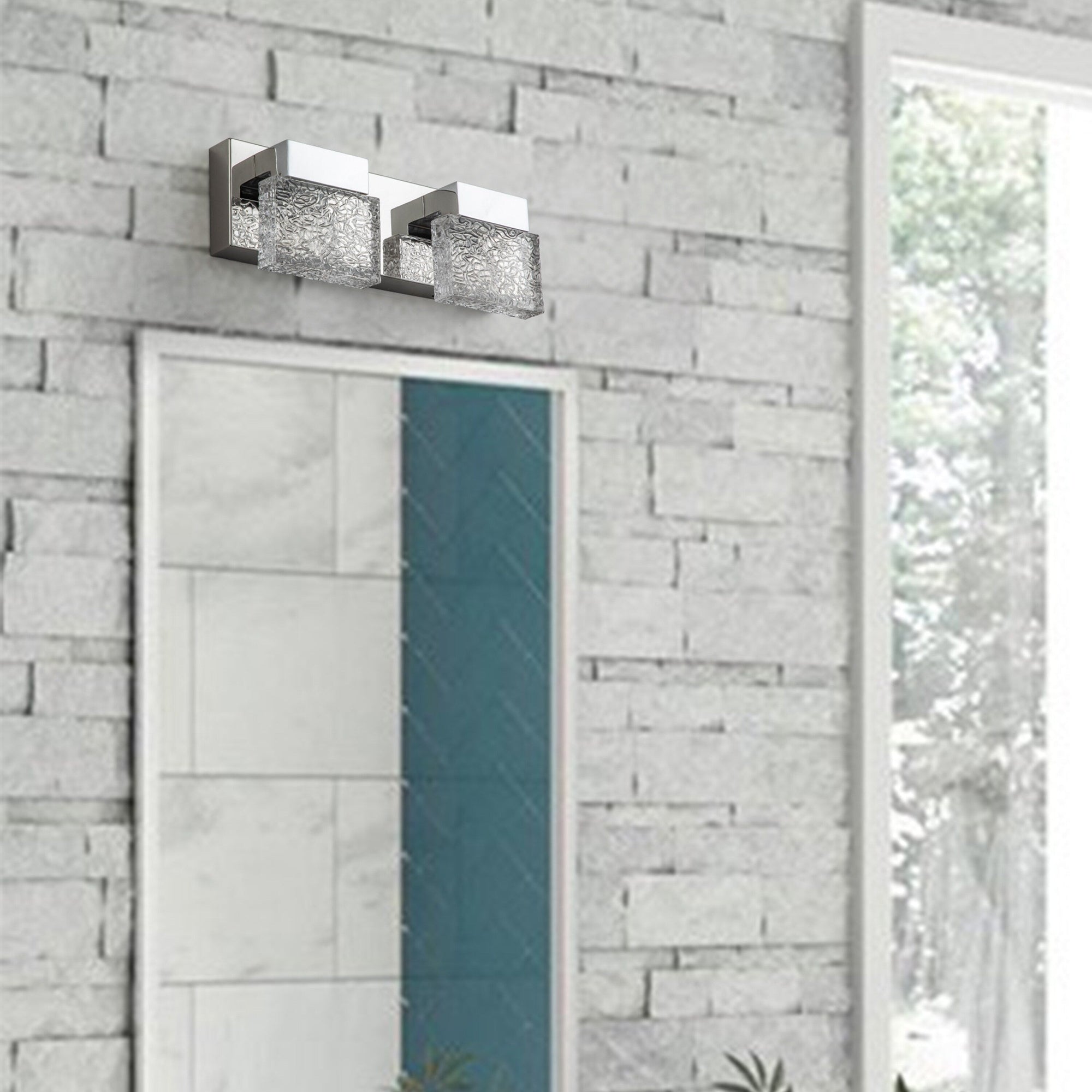 C Cattleya Stainless Steel 3000K Integrated LED Vanity Light with Art Glass Shades - Chrome