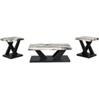 Lot de 3 tables Cendill - Marron foncé/blanc/noir