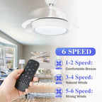 Bella Depot 36 Modern Retractable Ceiling Fan with Led Light, 6-Speed Reversible Blades with Remote