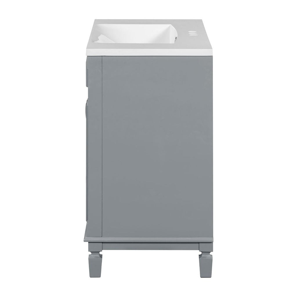 36'' Modern Bathroom Vanity with Top Sink and Mirror Cabinet,2 Doors and 2 Drawers