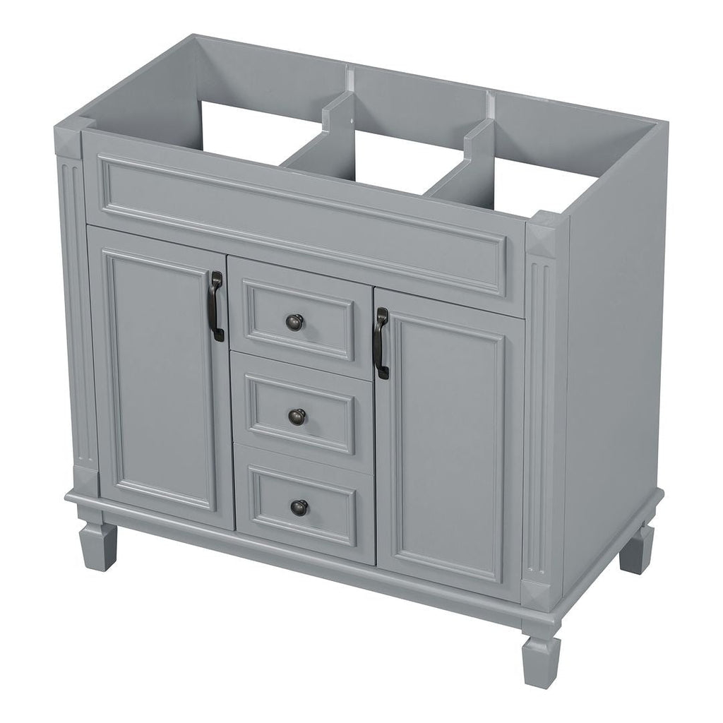 36'' Modern Bathroom Vanity with Top Sink and Mirror Cabinet,2 Doors and 2 Drawers