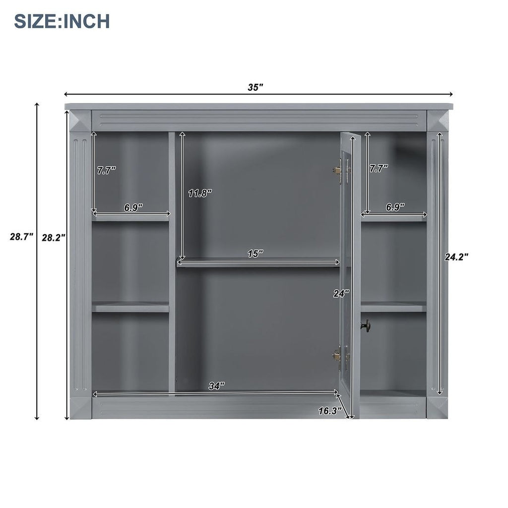 36'' Modern Bathroom Vanity with Top Sink and Mirror Cabinet,2 Doors and 2 Drawers