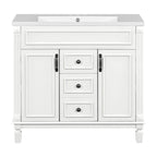 36'' Modern Bathroom Vanity with Top Sink and Mirror Cabinet,2 Doors and 2 Drawers