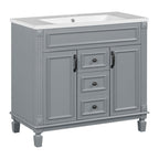 36'' Modern Bathroom Vanity with Top Sink and Mirror Cabinet,2 Doors and 2 Drawers