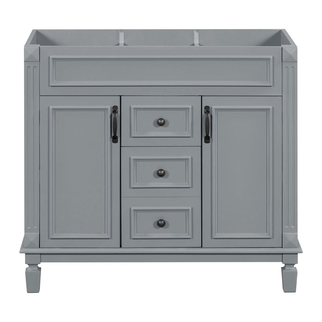 36'' Modern Bathroom Vanity with Top Sink and Mirror Cabinet,2 Doors and 2 Drawers