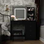 39.4'' W Dresser Makeup Vanity Set with Stool and Mirror Room