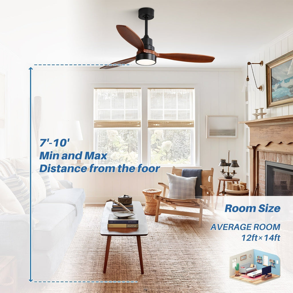 48 and 52 Integrated LED Ceiling Fan with Light and Remote, Reversible DC Motor