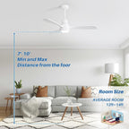 48 and 52 Integrated LED Ceiling Fan with Light and Remote, Reversible DC Motor