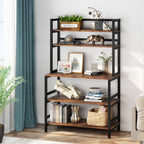 5-Tier Kitchen Bakers Rack Utility Storage Shelf Microwave Oven Stand, Industrial Microwave Cart Kitchen Stand with Hutch