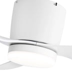 52 Inch Black/White Flush Mount LED Ceiling Fan with Lights Remote(3-Blade)