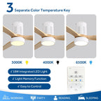 52 Inch Farmhouse Style Flush Mount Ceiling Fan with Light and Remote Control, Reversible DC Motor