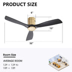 Sofucor 52 Inch Flush Mount Ceiling Fan with Remote, Reversible Motor,Integrated Light Optional