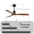 Sofucor 52 Indoor Wood Ceiling Fan Light with Remote, Integrated Light Optional