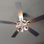 52 Modern Chrome/ Black Indoor Dimmable LED Ceiling Fan with Light and Remote