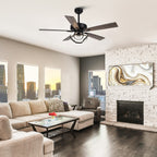 52 Modern Chrome/ Black Indoor Dimmable LED Ceiling Fan with Light and Remote