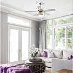 52 Modern 4-Light Chandelier Crystal Ceiling Fan with Remote