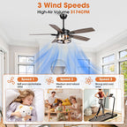 52 Rustic Black Wood 5-Blade Indoor Ceiling Fan with Remote