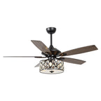52 Modern 4-Light Chandelier Crystal Ceiling Fan with Remote