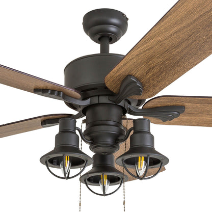 52 Prominence Home Sivan Bronze Farmhouse LED Ceiling Fan with Light, Remote Control
