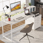 63 Computer Desk with Monitor Stand, Ergonomic Home Office Desks with Drawers File Cabinet
