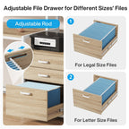 63 Computer Desk with Monitor Stand, Ergonomic Home Office Desks with Drawers File Cabinet