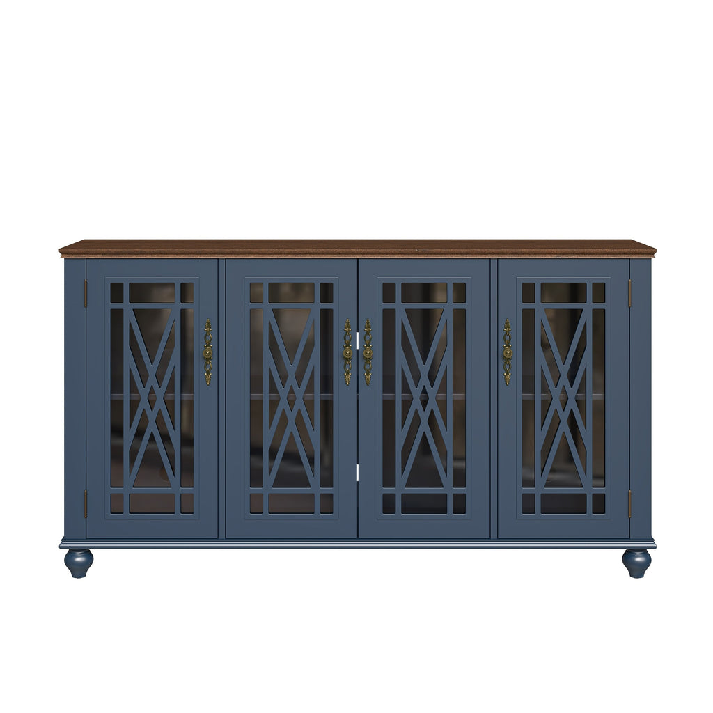 63 Vintage Style Wood Kitchen Accent Buffet Sideboard Cabinet - 63 in Width