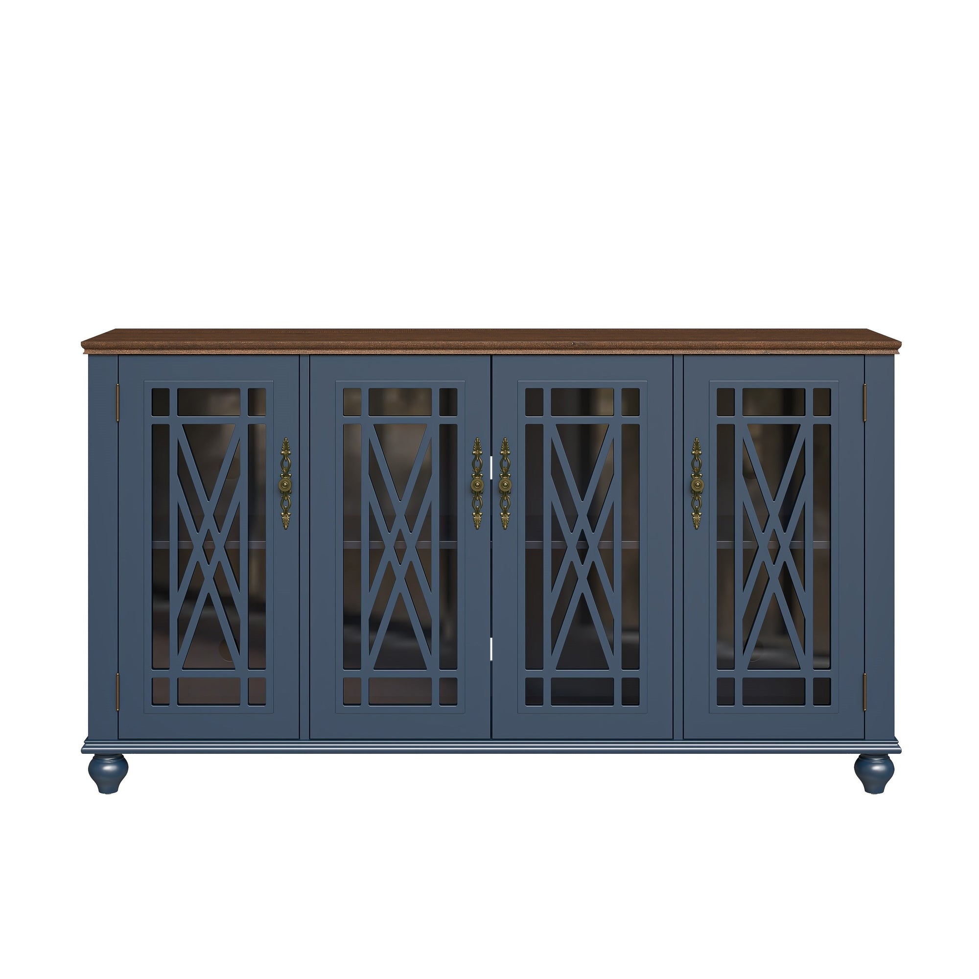 63 Vintage Style Wood Kitchen Accent Buffet Sideboard Cabinet - 63 in Width