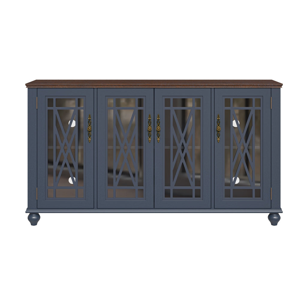 63 Vintage Style Wood Kitchen Accent Buffet Sideboard Cabinet - 63 in Width
