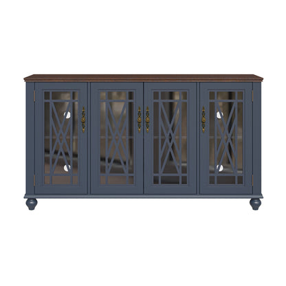 63 Vintage Style Wood Kitchen Accent Buffet Sideboard Cabinet - 63 in Width