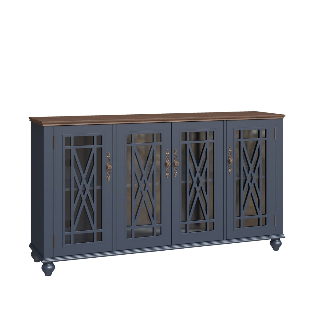 63 Vintage Style Wood Kitchen Accent Buffet Sideboard Cabinet - 63 in Width