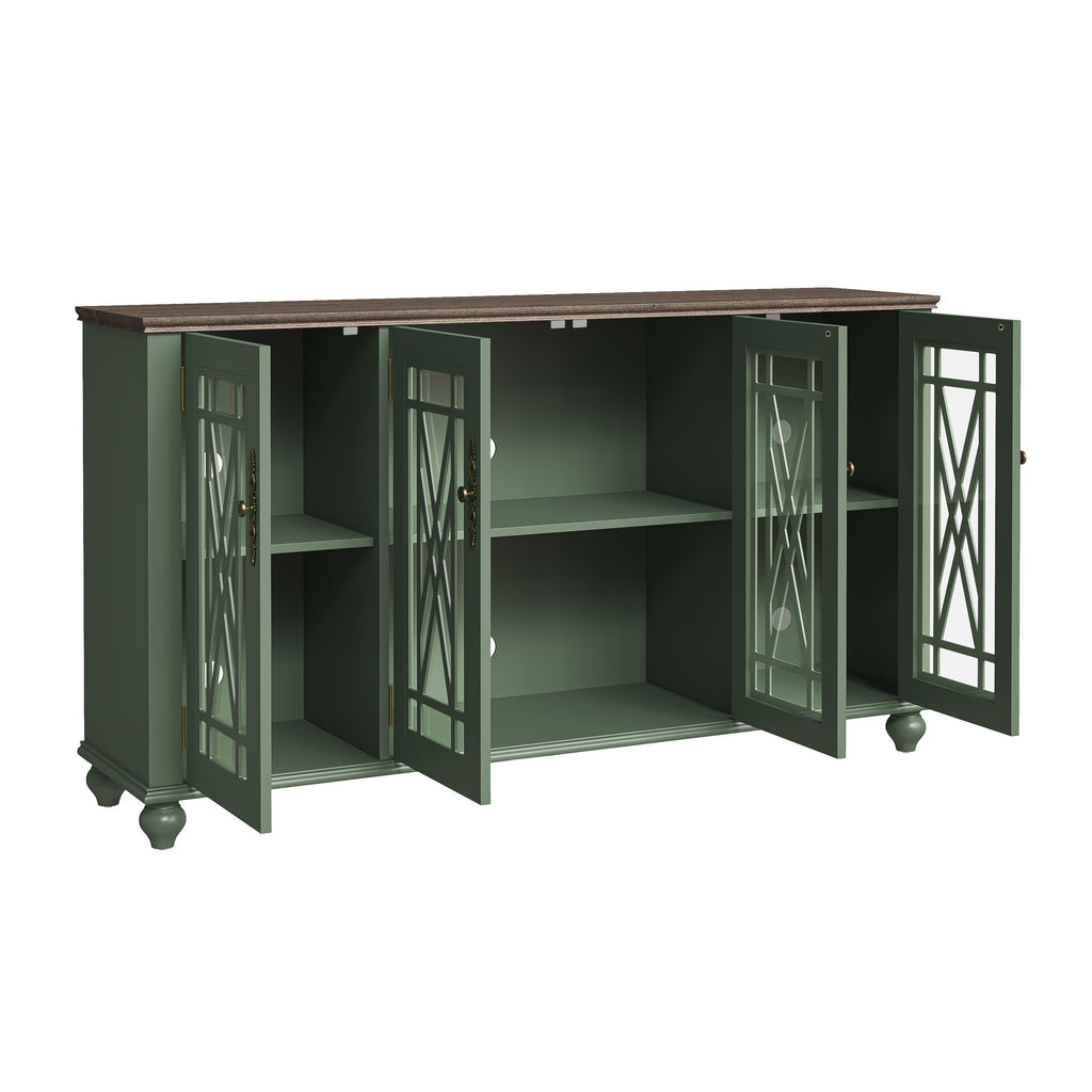 63 Vintage Style Wood Kitchen Accent Buffet Sideboard Cabinet - 63 in Width