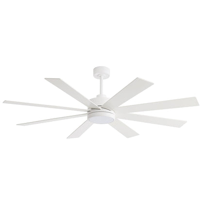 65 Inch 8-Blade Black LED Ceiling Fan with Light and Remote