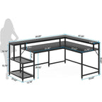 L Shaped Desk with Monitor Shelf, Reversible Corner Computer Desk for Office Home 69