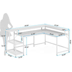 L Shaped Desk with Monitor Shelf, Reversible Corner Computer Desk for Office Home 69