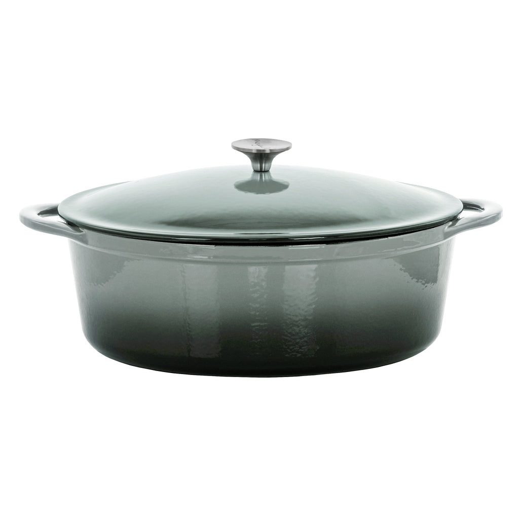 7 Quarts Oval Enameled Cast Iron Casserole in Storm Cloud