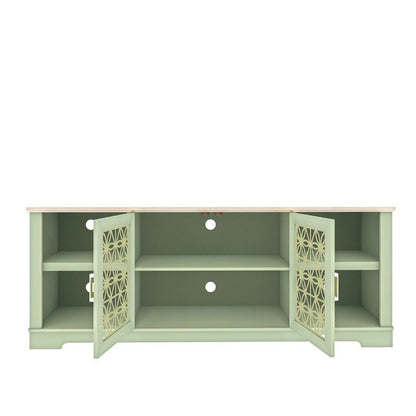 70 in. Rustic Decorative Floral Door TV Stand for up to 80 TVs