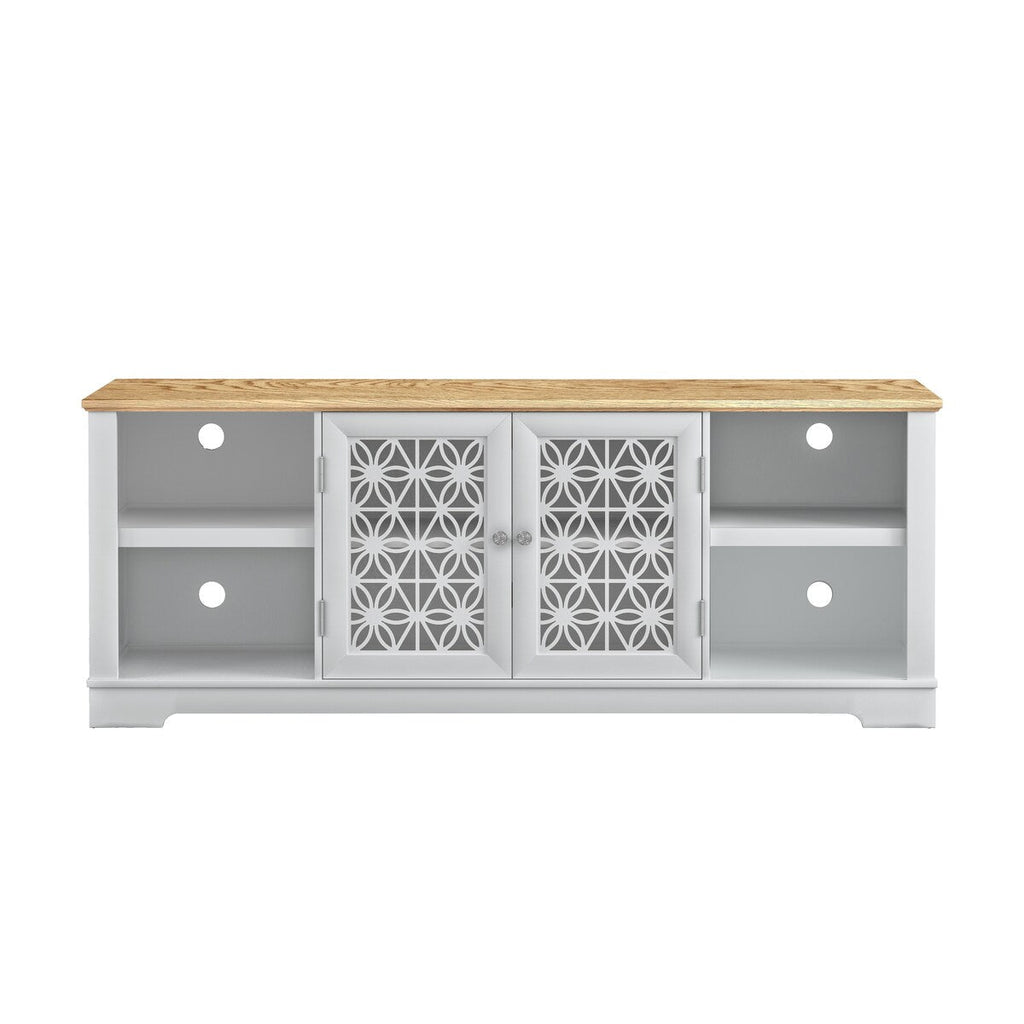 70 in. Rustic Decorative Floral Door TV Stand for up to 80 TVs