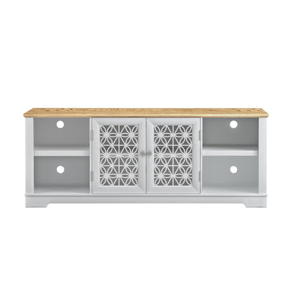70 in. Rustic Decorative Floral Door TV Stand for up to 80 TVs