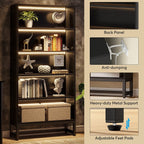 70.8 Inches Tall Bookcase and Bookshelf, 5-Tier Large Bookcases - 11.81D x 31.5W x 70.87H