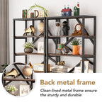 71 Industrial Bookshelf, 6 Tier Rustic Brown Wood Etagere Bookcase, Open Book Shelves