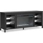 Meuble TV Cayberry avec cheminée - Noir